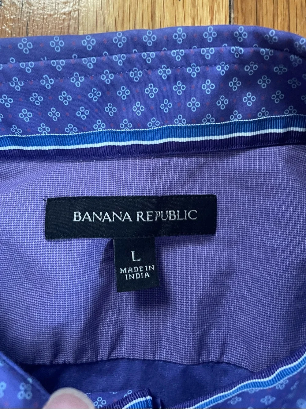 Banana Republic Purple Patterned Short Sleeve Button-Down Shirt Men’s L Casual